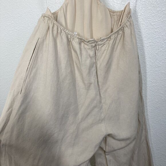 ASTR The Label Marise Jumpsuit Womens XS Beige Linen Blend Wide Leg Cut Out - Picture 10 of 16